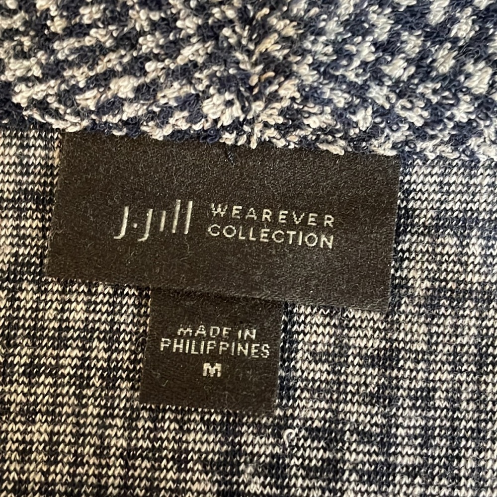 J. Jill Wearever Collection Navy and Gray Plaid Houndstooth Open Jacket Size M - Picture 4 of 13